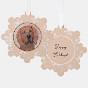 Redbone Coonhound-schildering - Kute Original Dog Ornament Kaart