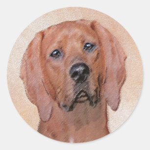 Redbone Coonhound-schildering - Kute Original Dog  Ronde Sticker