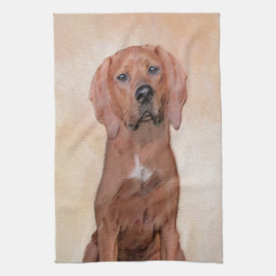 Redbone Coonhound-schildering - Kute Original Dog Theedoek
