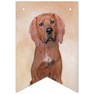 Redbone Coonhound-schildering - Kute Original Dog Vlaggetjes