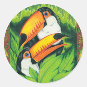 Redbubble art nieuwe 1 09 004toucans gewas verbete ronde sticker