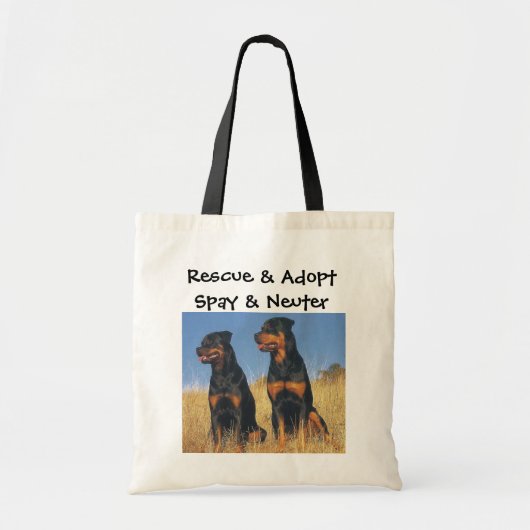 Redding en goedkeuring, spay en neuter, rottweiler tote bag (Voorkant)