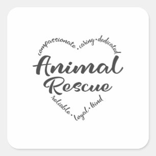 Redding van dieren, adopteren, bevorderen vierkante sticker