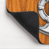 Reddingsanker in chroomstijl op teak fineer muismat (Hoek)