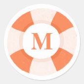 reddingsboei. Nautisch kinder monogram / Zee initi Ronde Sticker (Voorkant)