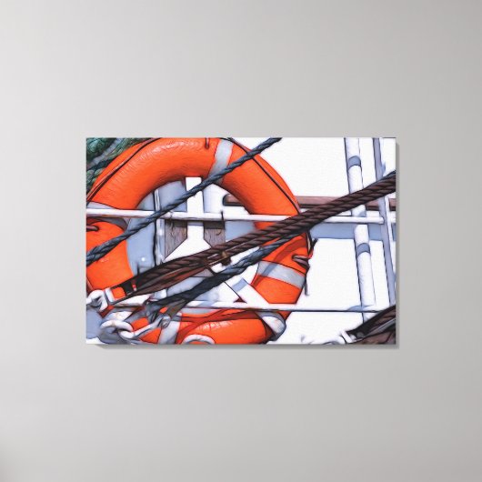 Reddingsboei op de boot canvas afdruk (Voorkant)
