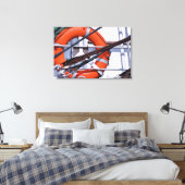 Reddingsboei op de boot canvas afdruk (Insitu (Slaapkamer))