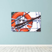 Reddingsboei op de boot canvas afdruk (Insitu (Houten vloer))