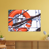 Reddingsboei op de boot canvas afdruk (Insitu (Woonkamer))