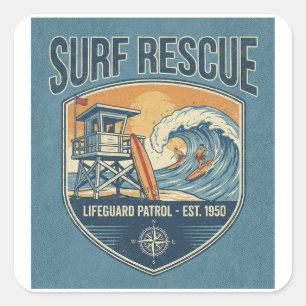 Reddingsbrigade Surf Patrol Opgericht 1950 Vierkante Sticker