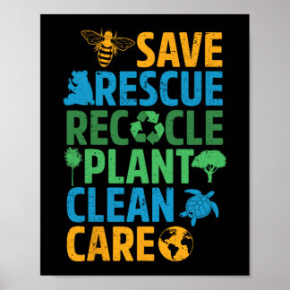 Reddingsdieren bijen redden Recyclen plastic aarde Poster