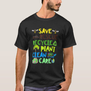 Reddingsdieren bijen redden Recyclen plastic aarde T-shirt