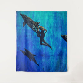 Reddingsdolfijnen zwemmen wandkleed