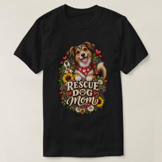 Reddingshond Moeder Mooie Pootafdruk Bloemige Hond T-shirt