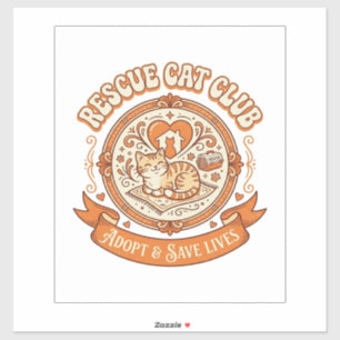 Reddingskattenclub Kat Redding Adoptie Vintage Vec Sticker