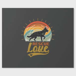 Reddingsliefde Hond Retro Zonsondergang Bomen Cadeaupapier