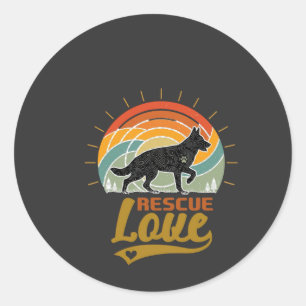 Reddingsliefde Hond Retro Zonsondergang Bomen Ronde Sticker
