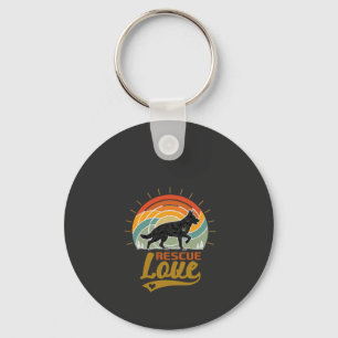 Reddingsliefde Hond Retro Zonsondergang Bomen Sleutelhanger