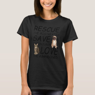 Reddingssparen Lichte Cute Animal Rescue Dog Cat T-shirt