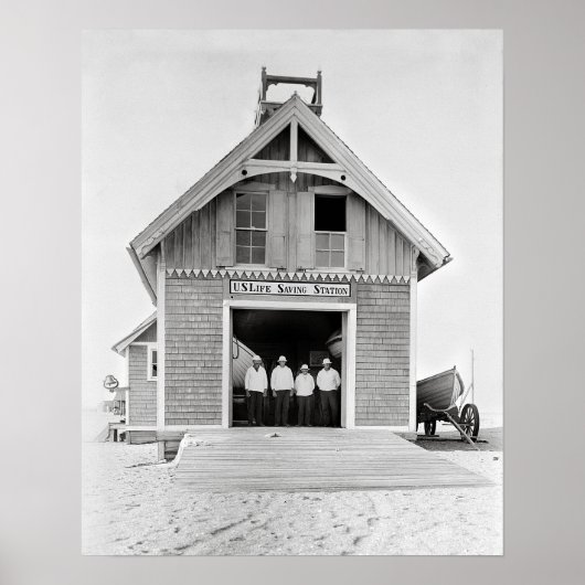 Reddingsstation, 1902. Oude foto Poster (Voorkant)