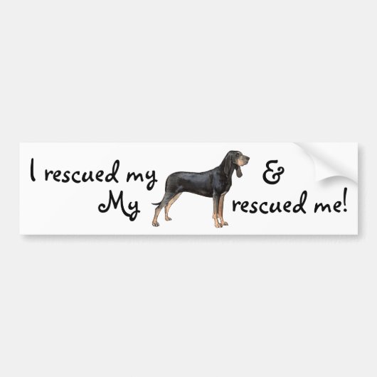 Reddingszwart en Tan Coonhound Bumpersticker (Voorkant)