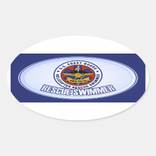 Reddingszwemmer voor kustwacht ovale sticker