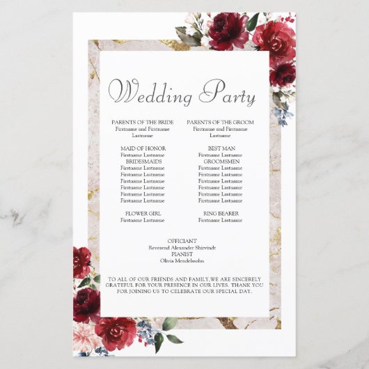Reddish Floral Elegant Rustic White Wedding (Achterkant)