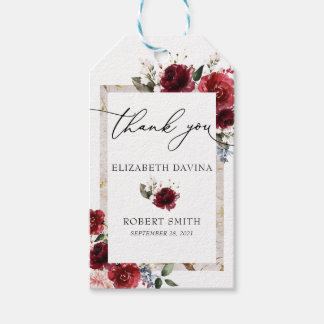 Reddish Floral Elegant Rustic White Wedding Cadeaulabel