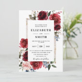 Reddish Floral Elegant Rustic White Wedding Kaart (Staand voorkant)