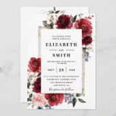 Reddish Floral Elegant Rustic White Wedding Kaart (Voorkant / Achterkant)