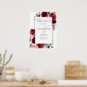 Reddish Floral Elegant Rustic White Wedding Poster (Keuken)