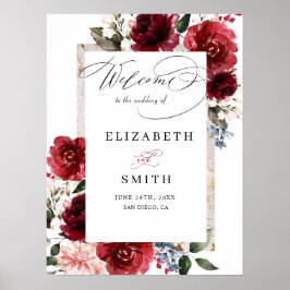 Reddish Floral Elegant Rustic White Wedding Poster