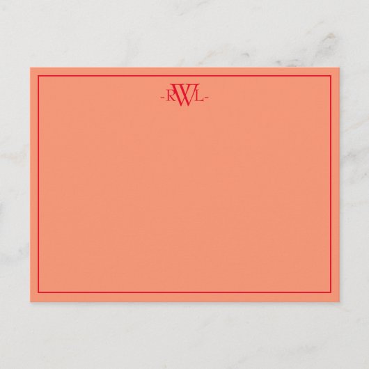 Reddish Oranje en White Minimal Note Kaart (Voorkant)