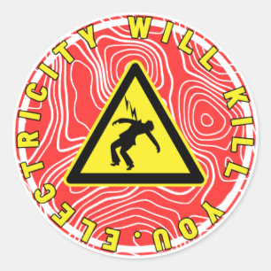 reddy kilowatt elektriciteit zal je doden ronde sticker