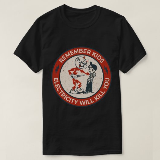 Reddy Kilowatt, onthoud dat kinder elektriciteit z T-shirt (Design voorkant)