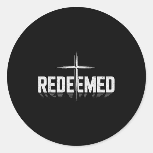 Redeemed With Cross Christian Men Ronde Sticker (Voorkant)