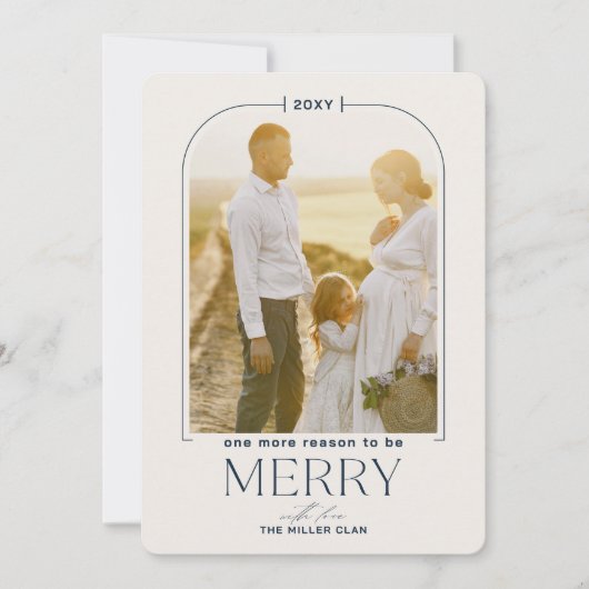 Reden Merry Navy Vakantie Zwangerschap Aankondigin Feestdagenkaart (Voorkant)