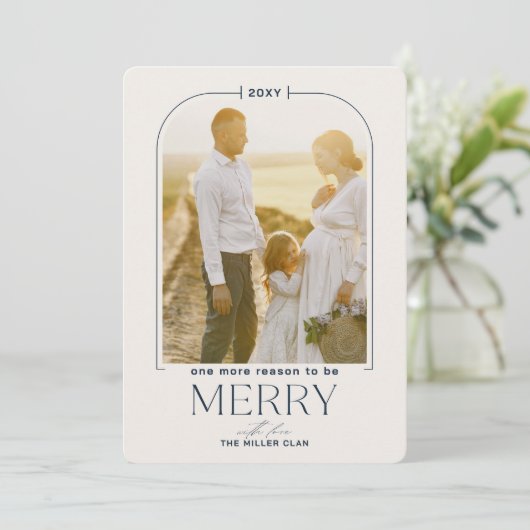 Reden Merry Navy Vakantie Zwangerschap Aankondigin Feestdagenkaart (Staand voorkant)