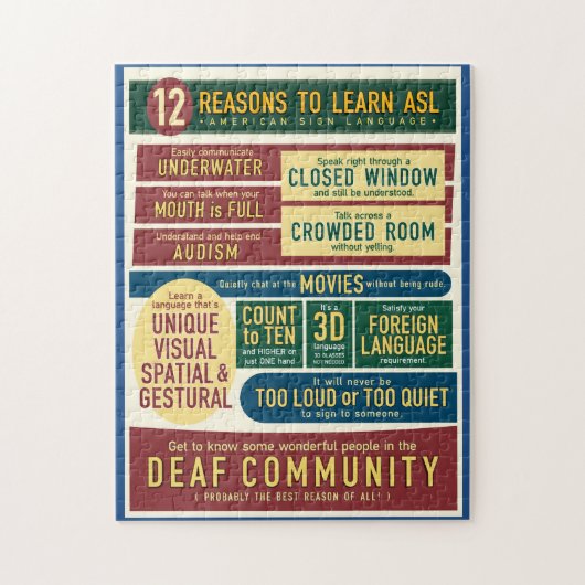 Redenen om ASL te leren. Puzzel. Legpuzzel (Verticaal)