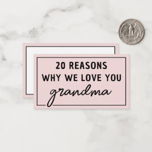 Redenen waarom we van je houden oma Schattig Notitiekaartje