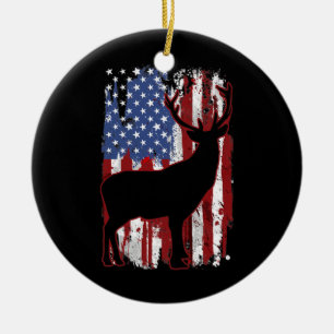  reder Deer USA Flag Deer Hunting American Keramisch Ornament