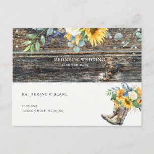 Redhals Wedding Rustic Sunflower Save the Date Aankondigingskaart