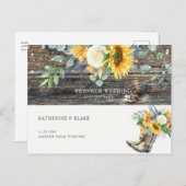 Redhals Wedding Rustic Sunflower Save the Date Briefkaart (Voorkant / Achterkant)