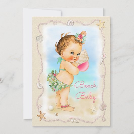 Redhead Beach Baby Conch Shell Baby shower Kaart (Voorkant)