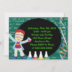 Redhead Boy Scientist Birthday Party Invitation Kaart