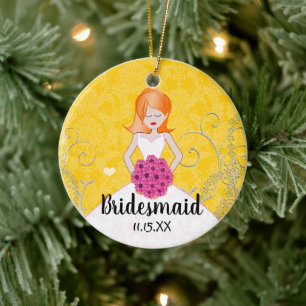 Redhead Bridesmaid Favors You Choose Colors Keramisch Ornament