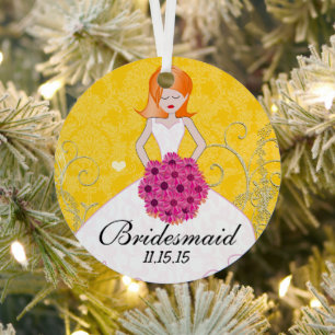 Redhead Bridesmaid Favors You Choose Colors Metalen Ornament