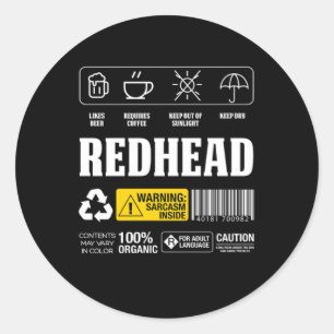 Redhead Ginger Freckles Rood Hair Gift Ronde Sticker