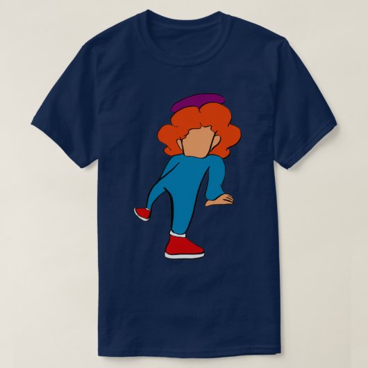 Redhead in een blauw springpak t-shirt (Design voorkant)
