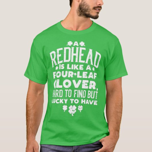 Redhead Lucky Clover Ginger Funny Ginger St Day T-shirt (Voorkant)